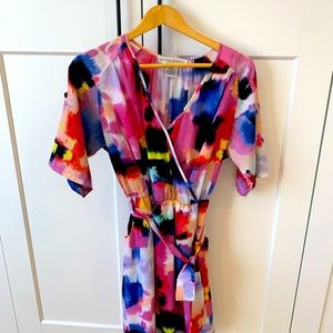 Watercolour kimono wrap dress